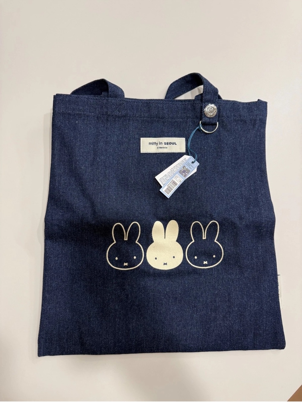 Miffy Navy Denim Tote with Triple Miffy Faces